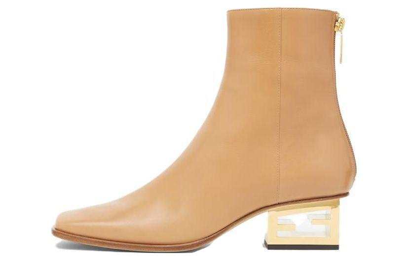 FENDI Baguette Sheepskin Ankle Boots Women's Beige