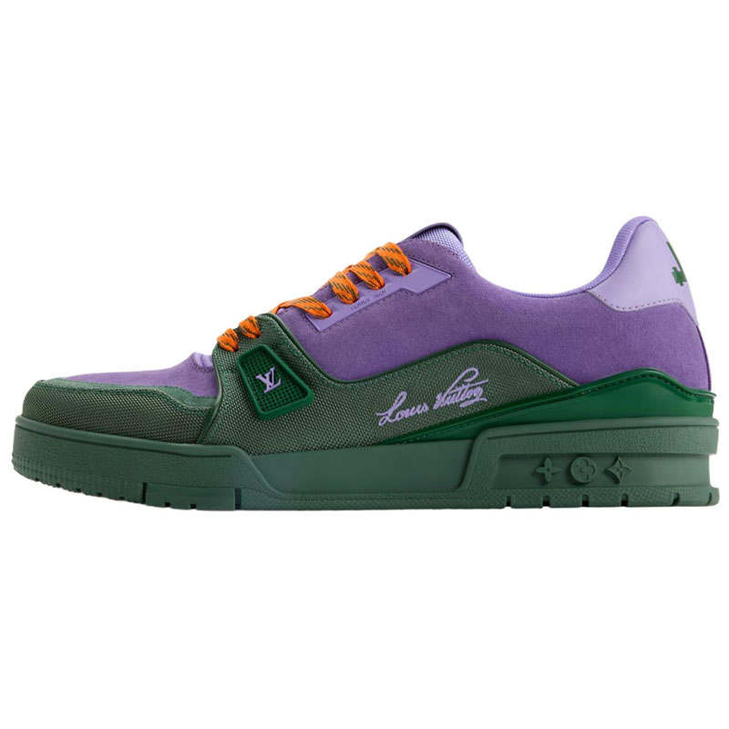 LOUIS VUITTON Trainer Suede Low top Skateboard Shoes Men's Purple Green