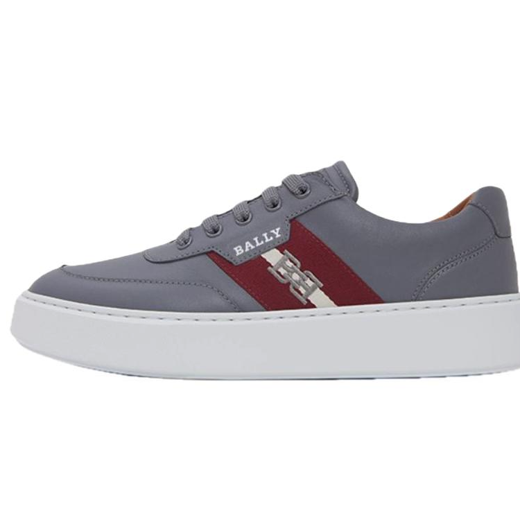 BALLY Textile, Cow Leather Low top Skateboard Shoes Men's Gray