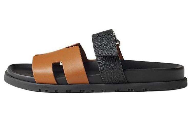 HERMES HERMES Chypre Slide Slippers Men's Brown