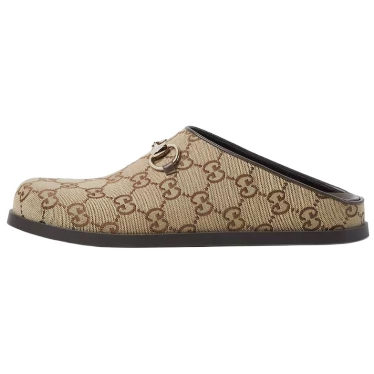 GUCCI Horsebit Closed Toe Slippers Women's Brown