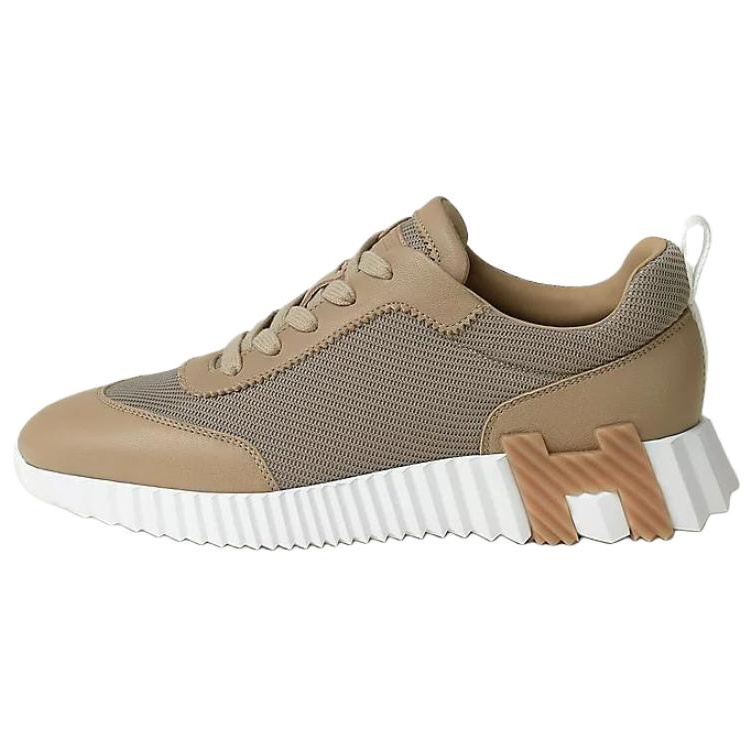 HERMES Bouncing Low top Casual Shoes 4cm Women's Linen Beige