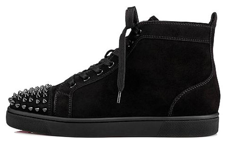 Christian Louboutin Louis Flat Calf Spikes 'Black Suede'