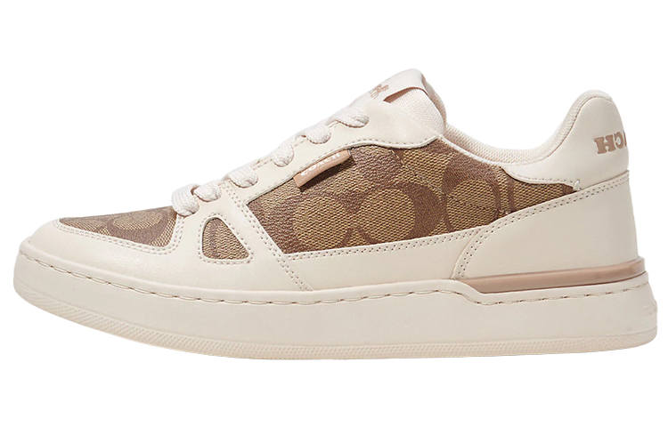 COACH Clip Canvas Leather Abrasion Resistant Low top Skateboard Shoes Women's White