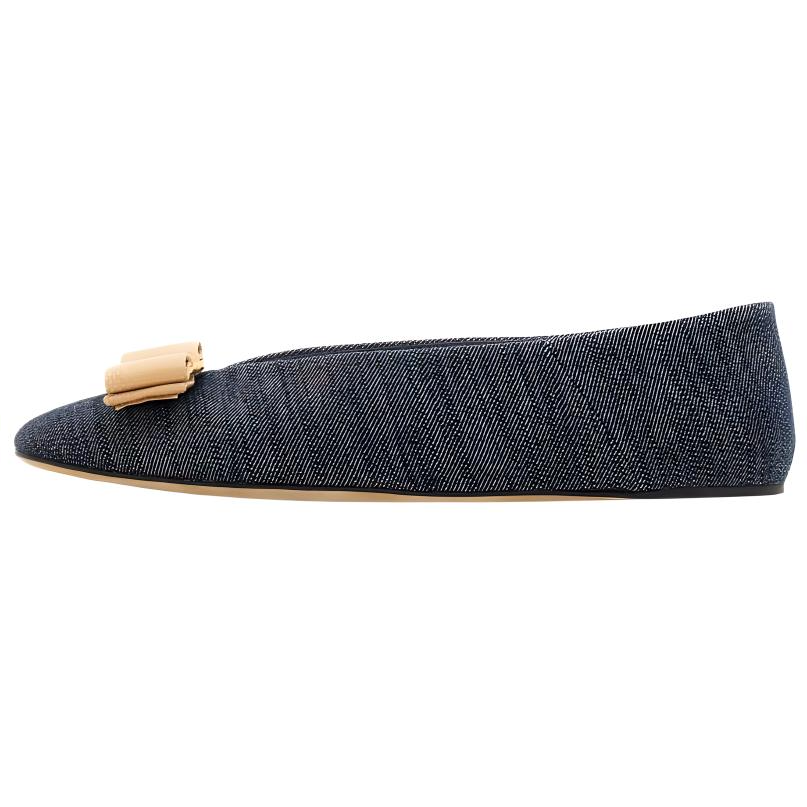 FERRAGAMO Vara Denim Ballerina Shoes