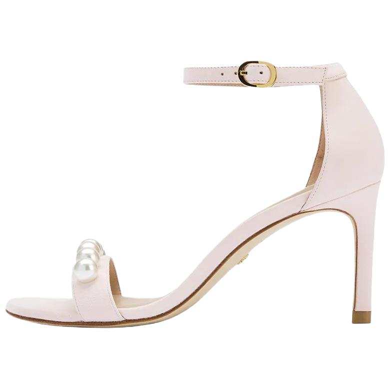 Stuart Weitzman Stuart Weitzman/SW NUNAKEDSTRAIGHT PEARLS Nunakedstraight Pearls Sheepskin One Strap Sandals 7.5cm Women's Pink