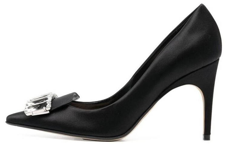 SERGIO ROSSI Sr Leather Pointed Toe Slim Heel High Heels Women's Black