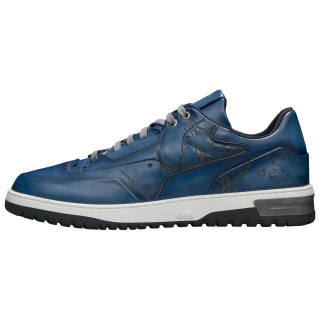 BERLUTI Playoff Scritto Leather Minimalist Fashion Low top Skateboard Shoes Men's Blue