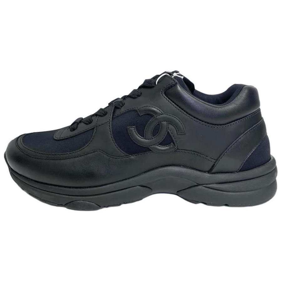 CHANEL Cow Leather Low top Casual Shoes Men's Black