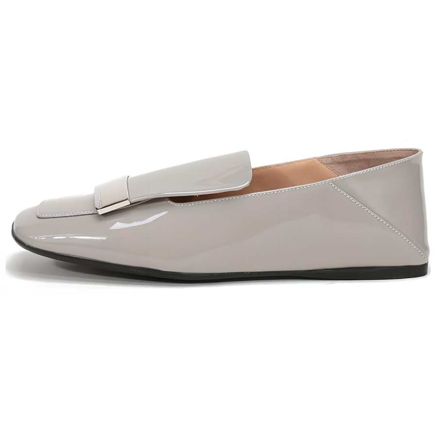 SERGIO ROSSI Leather Casual Shoes 1CM Women's Gray