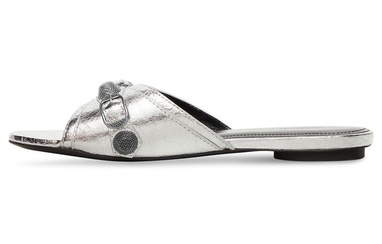 Balenciaga Cagole Slide Slippers Women's Silver