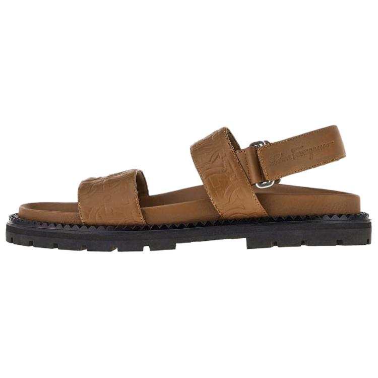 Ferragamo FERRAGAMO Leather One Strap Sandals Men's Brown