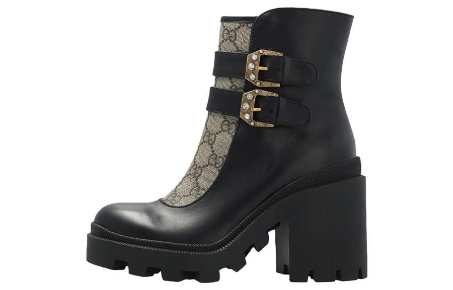 Gucci Wmns Ankle Boot 'Buckles - Black Beige' Women's