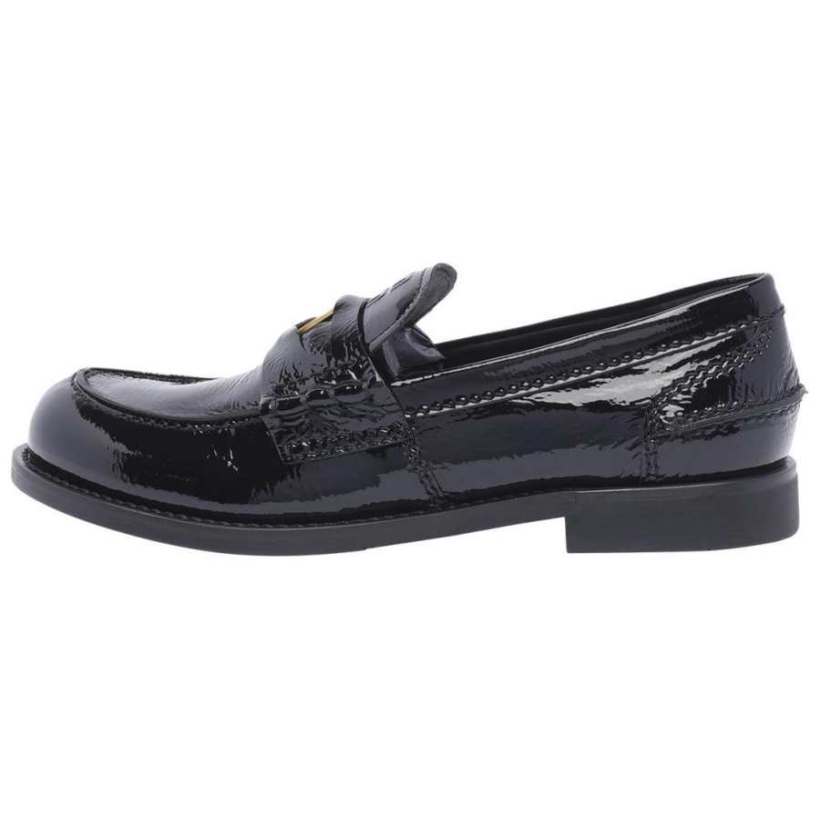 MIU MIU Penny Cow Leather Loafers Women's Black