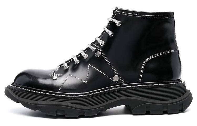 Alexander McQueen Tread Lace up Boots 'Black White' Women's