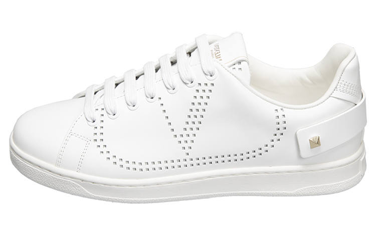 Valentino Backnet Leather Low top Stylish Skateboarding Shoes Men's White