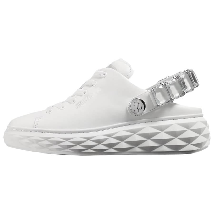 Jimmy Choo Diamond Sling Leather Low top Casual Shoes Women's Dark White Color