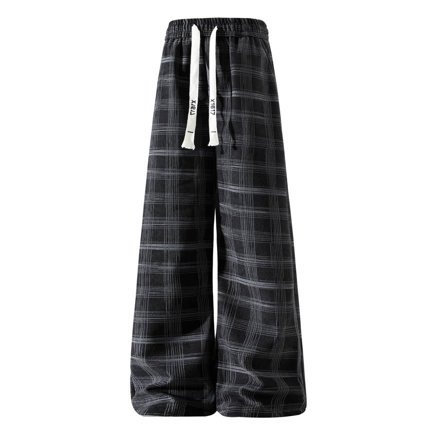 X1617 Casual Pants Unisex Thickened And Fleece Lined Wide Leg Pants