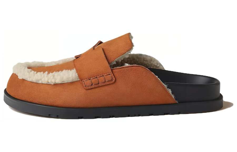 HERMES HERMES Closed Toe Slippers Men's Umber
