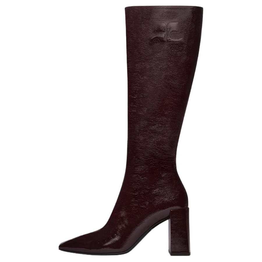 COURREGES Heritage Shadow Naplack Knee high Boots 7cm Women's Burgundy