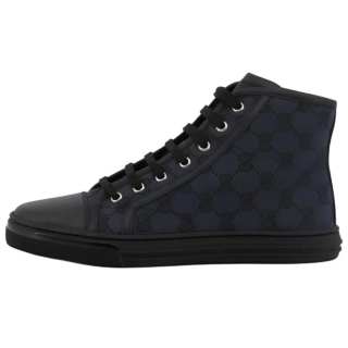 GUCCI MONOGRAM Canvas Print High top Stylish Skateboarding Shoes Women's Black
