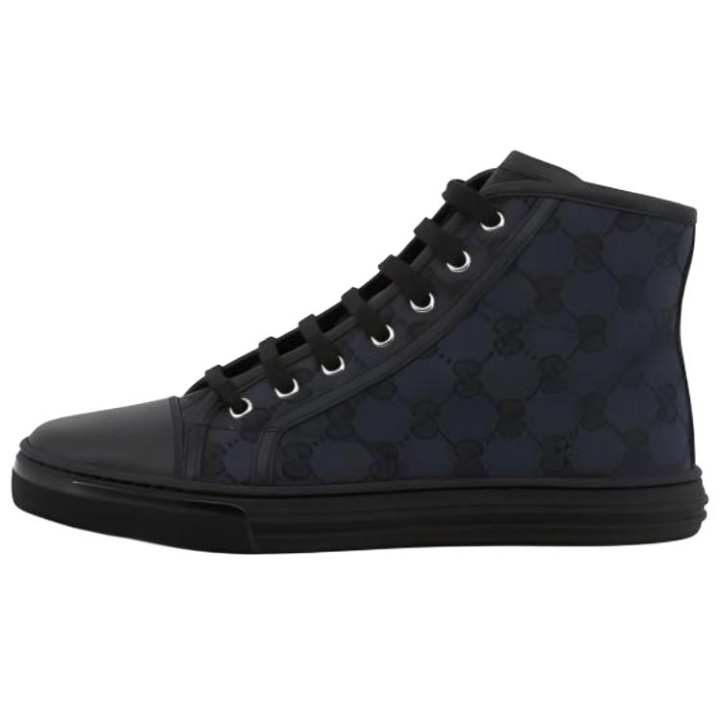 GUCCI GUCCI MONOGRAM Canvas Print High top Stylish Skateboarding Shoes Women's Black