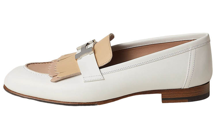 HERMES HERMES ROYAL Leather Loafers Women's White