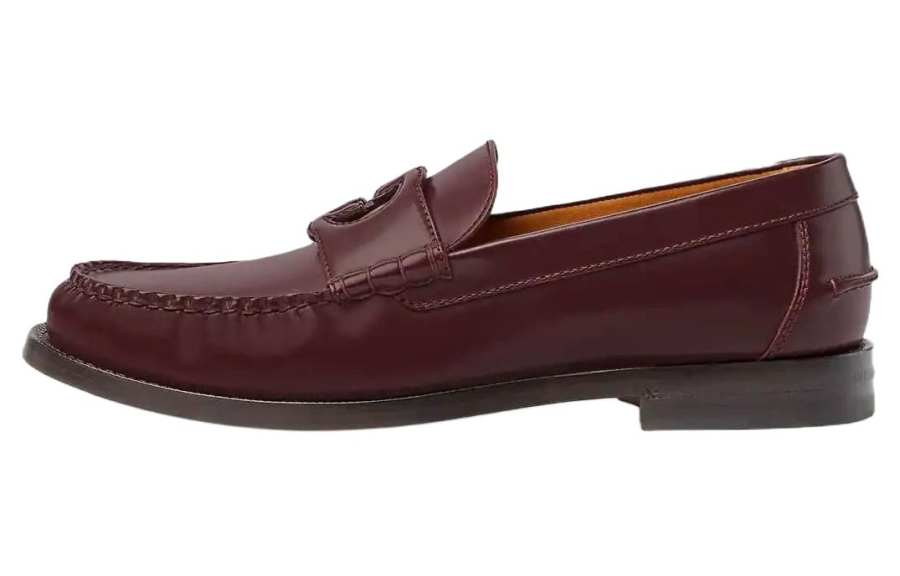 GUCCI Interlocking Leather Men's Casual Shoes Men's Burgundy