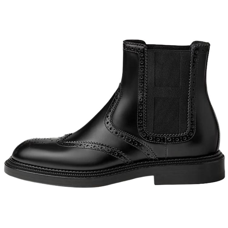 HERMES Legacy Calfskin Ankle Length Chelsea Boots 2.7cm Women's Black