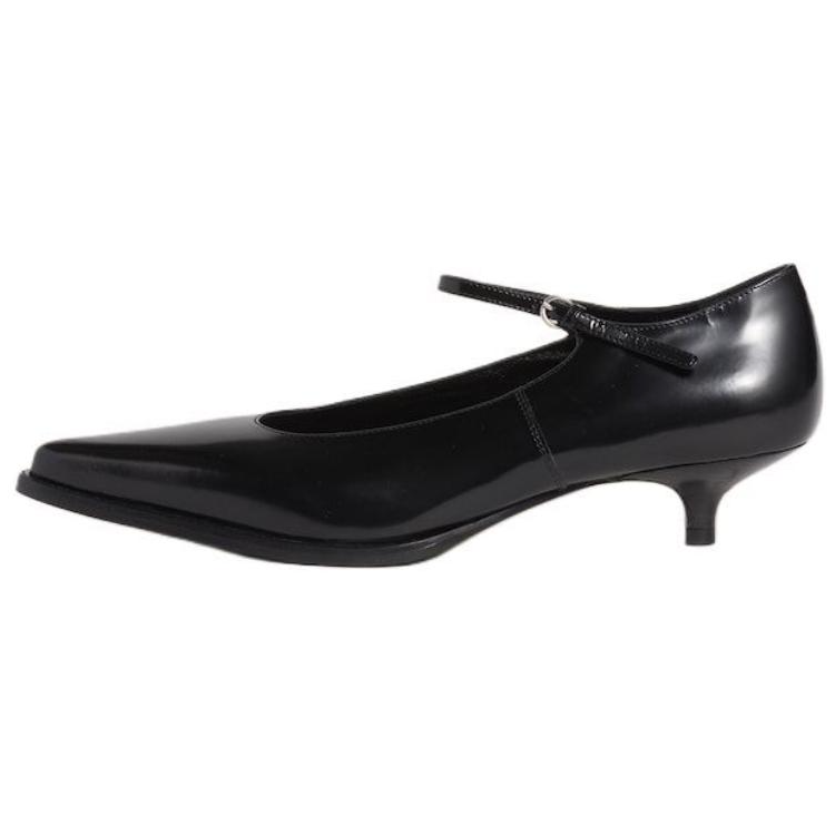 MIU MIU Leather Slim Heel High Heels 3.5cm Women's Black