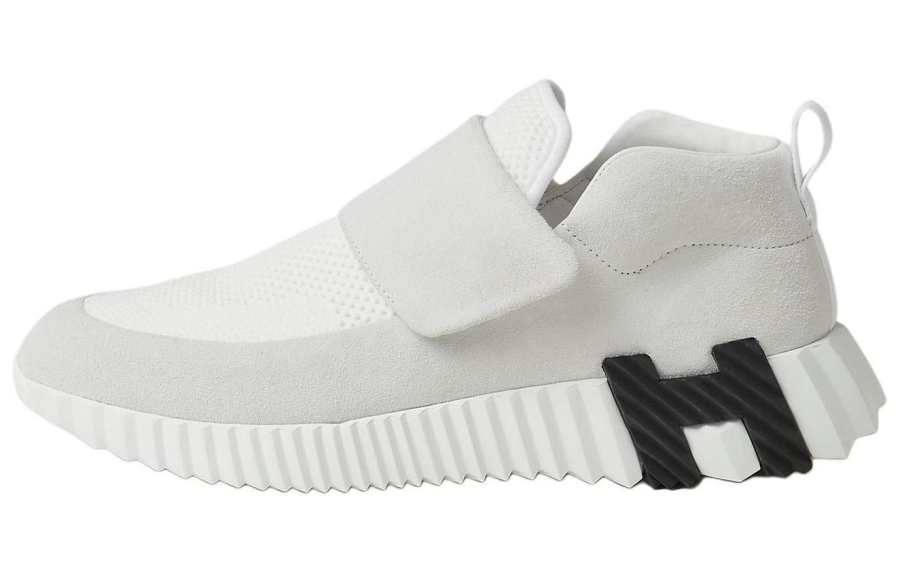 HERMES H Textile, Leather Low top Casual Shoes Women's White Gray