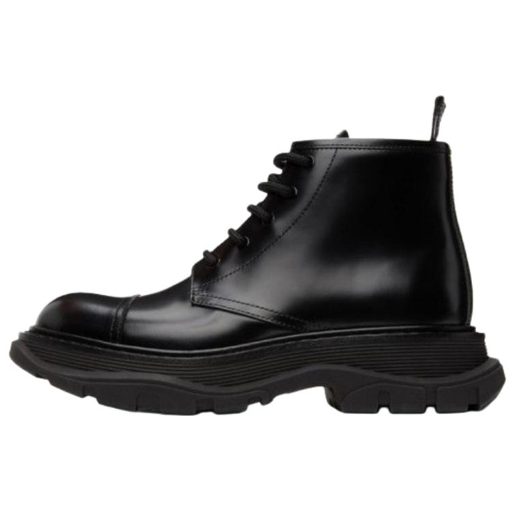 Alexander McQueen Cow Leather Ankle Length Combat Boots Women's Black
