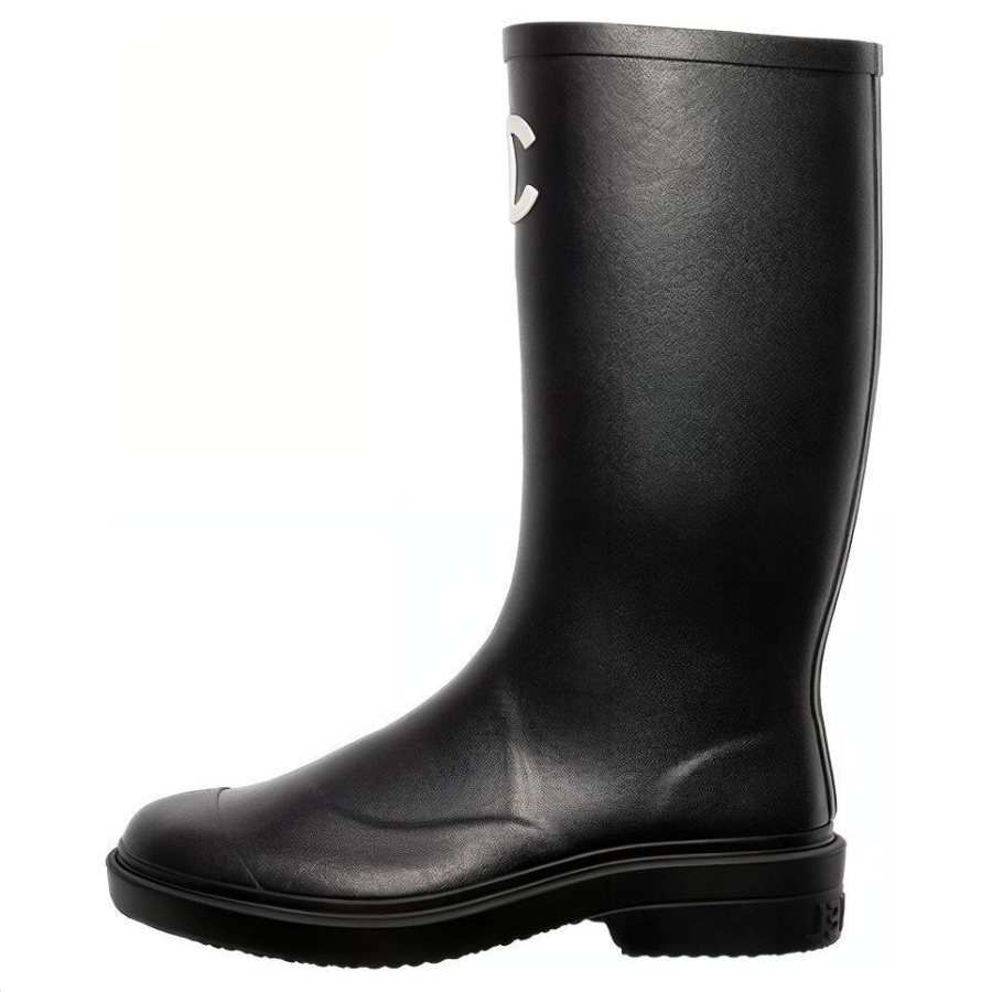 CHANEL 25S Knee high Boots 2.5cm Women's Black