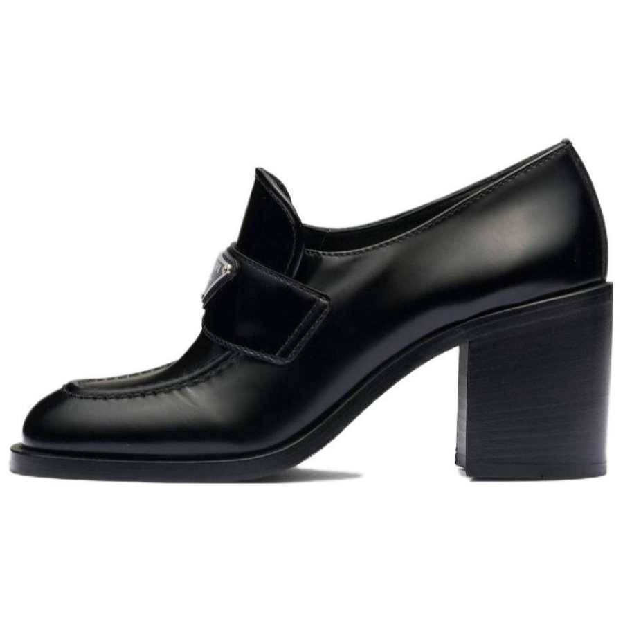 PRADA PRADA Brushed Leather High heel Loafers 'Black' Women's