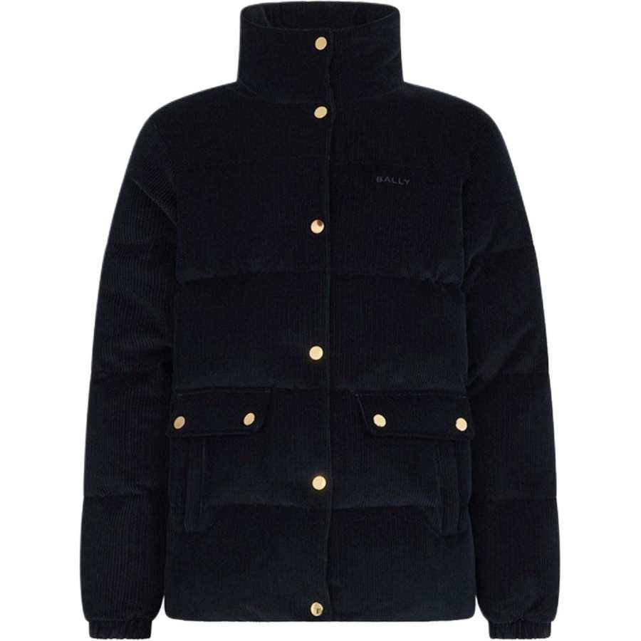 BALLY Puffer Jackets Women's Marine Blue Turtleneck Moderate