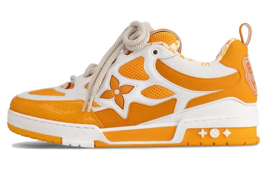 LOUIS VUITTON Skate Low top Skateboard Shoes Unisex White Orange