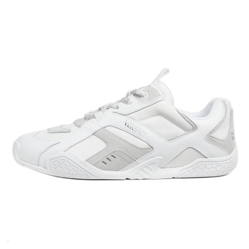 VERSACE Phannapast Galaxia Leather, Suede Low top Casual Shoes Men's White