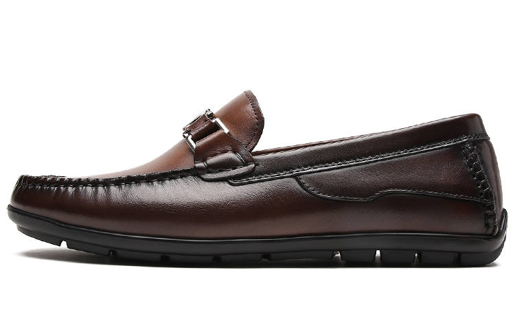 S.T.Dupont S. T.DUPONT Top Grain Cow Leather Gommino Loafers Men's Yellow Brown