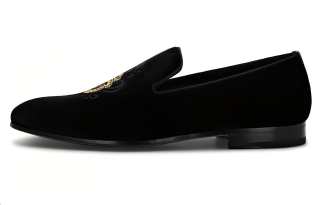 Billionaire Crest-motif Velvet Loafers