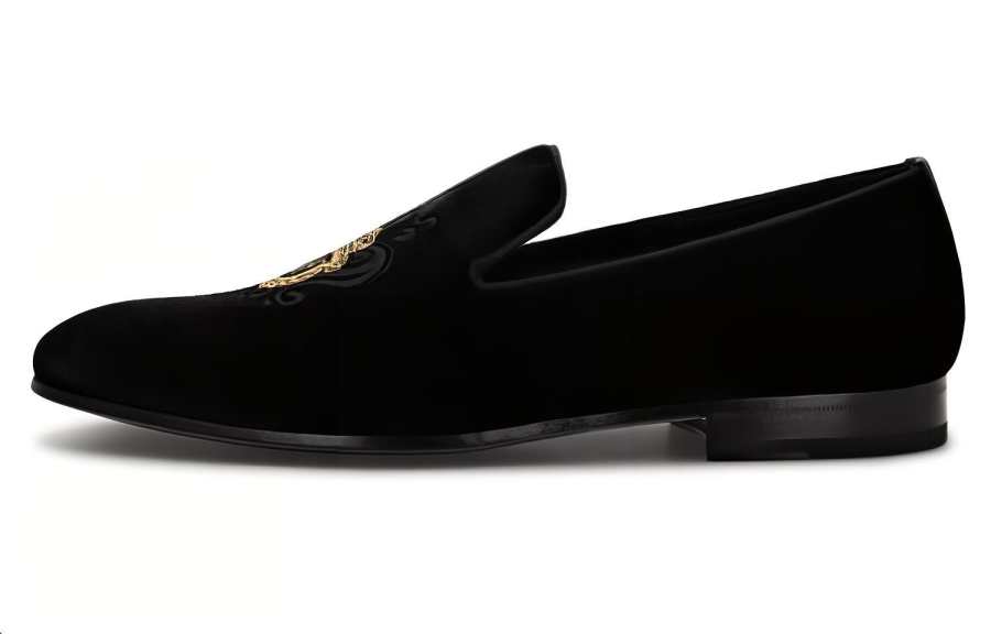 Billionaire Crest-motif Velvet Loafers