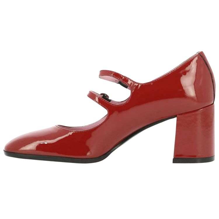 Carel Patent Leather Chunky Heel Mary Jane Shoes Women's Red