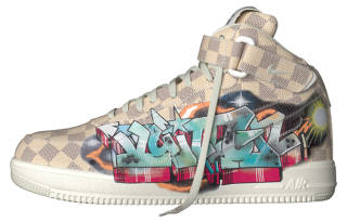 LOUIS VUITTON x Nike Air Force 1 Cow Leather Casual Mid top Stylish Skateboarding Shoes Unisex Multicolor
