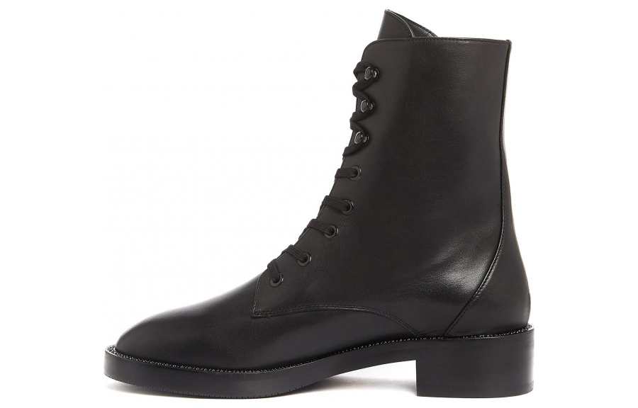 Stuart Weitzman Stuart Weitzman/SW SONDRA Leather Chunky Heel Ankle Boots Women's Black