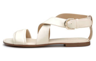 DOUCAL'S Leather Smooth One Strap Sandals Women's Cream White