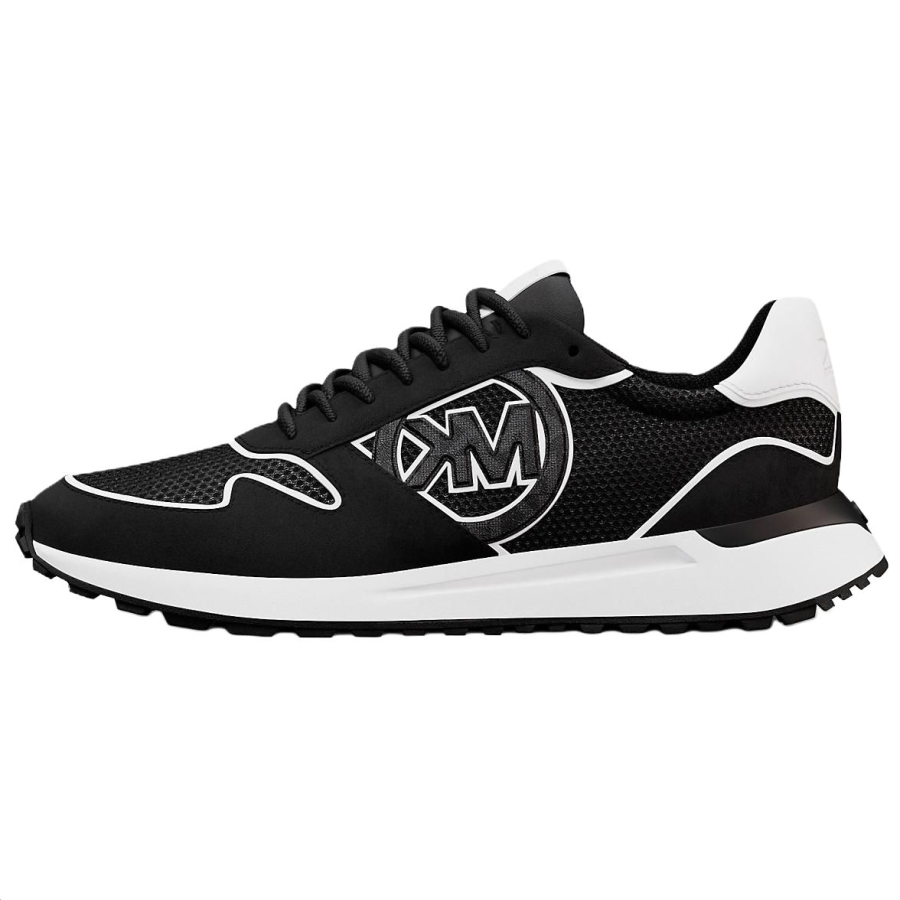 MICHAEL KORS Dax Mixed Media Trainer Suede Low top Casual Shoes Men's Black