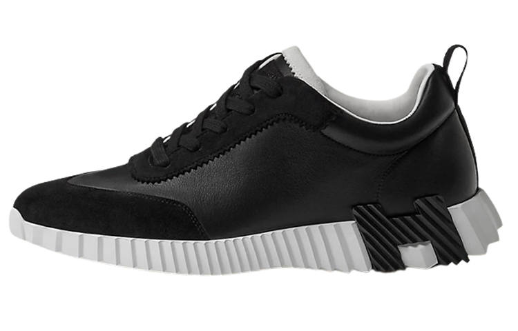 HERMES Bouncing Abrasion Resistant Low top Casual Shoes Men's Black