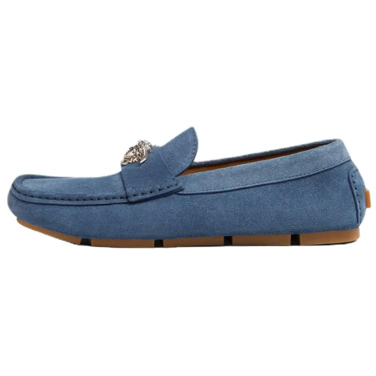 VERSACE La Medusa Calfskin Loafers Men's Blue
