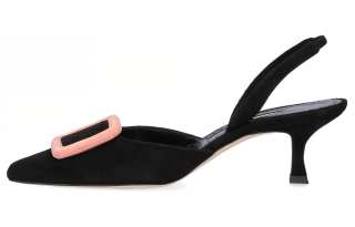 MANOLO BLAHNIK Leather Slim Heel High Heels Women's Black