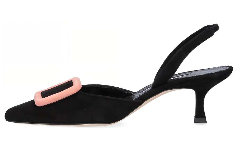 MANOLO BLAHNIK Leather Slim Heel High Heels Women's Black