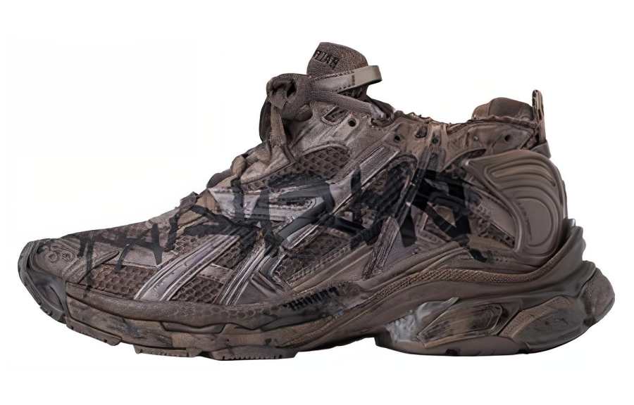 Balenciaga Runner Graffiti Low top Casual Shoes Men's Gray Brown